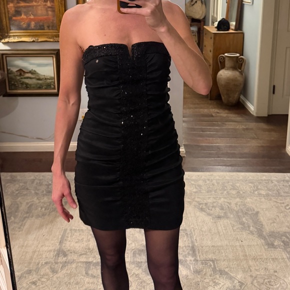 Vintage Black Party Mini Dress LBD - Picture 2 of 9